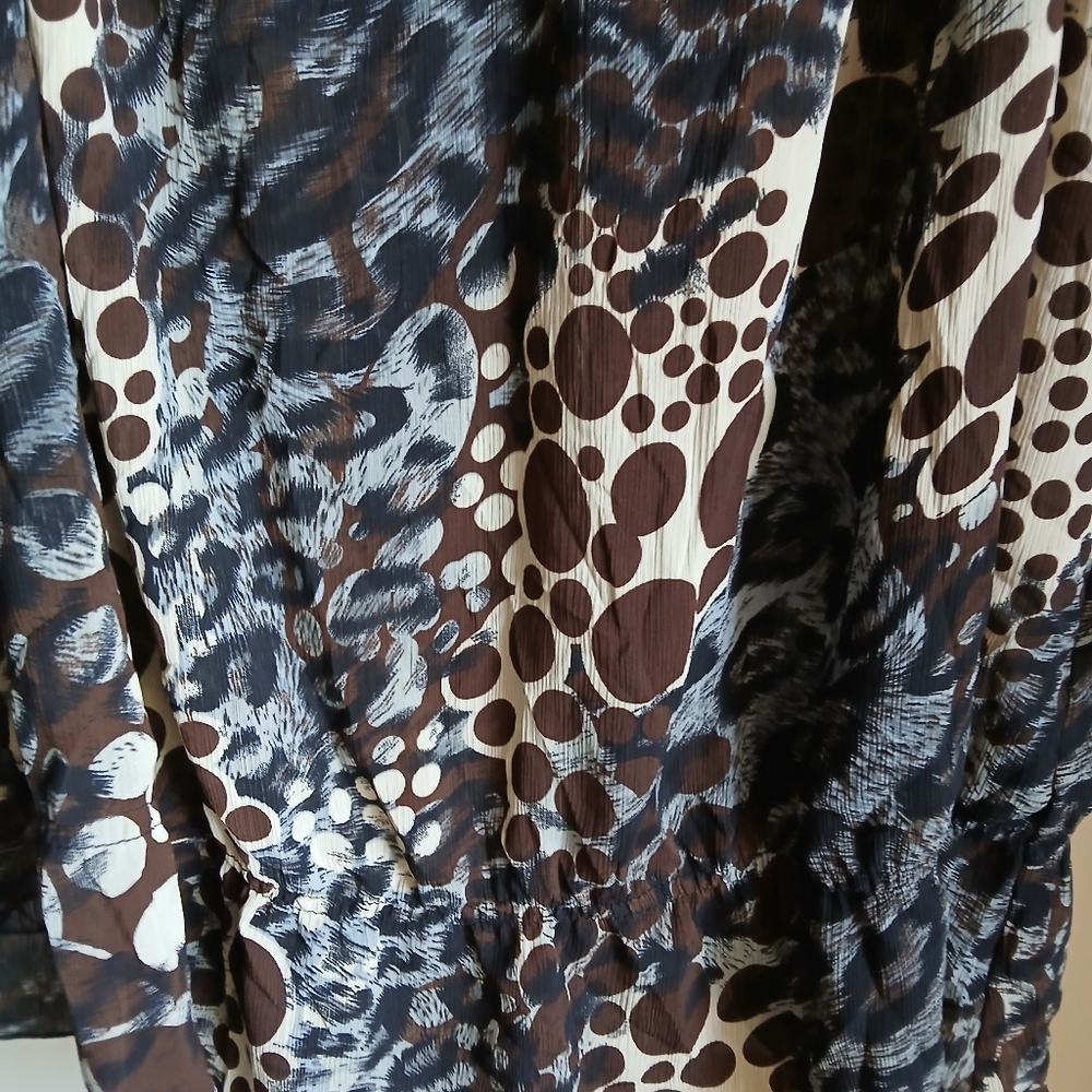 Agora Size 2X Animal Print Blouse Sheer - Picture 3 of 11
